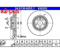Brake disc ATE 24.0130-0253.1 for JAGUAR XE (X760) 2.0 2015-