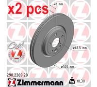 X2 PCS L&R SIDES FITS JAGUAR F-PACE 2.0 TI4 BRAKE DISC 290.2269.20 ZIMMERMANN
