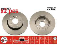 X2 PCS L&R SIDES FITS LAND ROVER RANGE ROVER 3.9 VOGUE SEI BRAKE DISC DF2766 TRW
