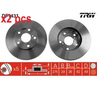 X2 PCS L&R SIDES FITS LEXUS ES 300 BRAKE DISC DF1431 TRW