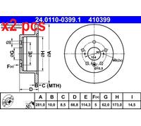 X2 PCS L&R SIDES FITS LEXUS ES 350 BRAKE DISC 24011003991 ATE
