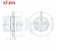 x2 Front Brake Disc Delphi BG4139C Fits Lexus Toyota IS Crown Vented