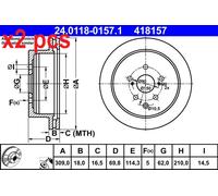 X2 PCS L&R SIDES FITS LEXUS RX 350 AWD BRAKE DISC 24011801571 ATE