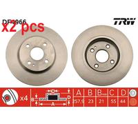 X2 PCS L&R SIDES FITS MAZDA 2 1.3 BRAKE DISC DF4966 TRW