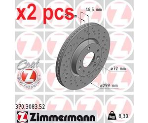 X2 PCS L&R SIDES FITS MAZDA 6 HATCHBACK 1.8 BRAKE DISC 370.3083.52 ZIMMERMANN