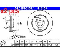 X2 PCS L&R SIDES FITS MAZDA CX-7 2.2 MZR-CD AWD BRAKE DISC 24.0118-0158.1 ATE