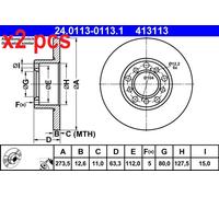 ATE 24.0113-0113.1 Brake disc