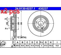 X2 PCS L&R SIDES FITS MERCEDES-BENZ A-CLASS A 250 BRAKE DISC 24.0130-0237.1 ATE