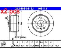 X2 PCS L&R SIDES FITS MERCEDES-BENZ A-CLASS E-CELL BRAKE DISC 24.0108-0113.1 ATE