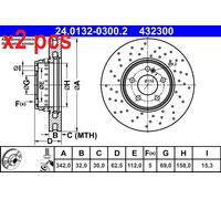 X2 PCS L&R SIDES FITS MERCEDES-BENZ C-CLASS C 250 BRAKE DISC 24.0132-0300.2 ATE