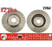 X2 PCS L&R SIDES FITS MERCEDES-BENZ C-CLASS C 32 AMG BRAKE DISC DF4341S TRW