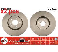 X2 PCS L&R SIDES FITS MERCEDES-BENZ C-CLASS C 36 AMG BRAKE DISC DF4556 TRW