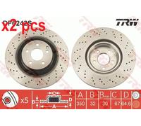X2 PCS L&R SIDES FITS MERCEDES-BENZ E-CLASS E 500 BRAKE DISC DF6242S TRW