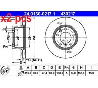1X Brake disc ATE 24.0130-0217.1 for MERCEDES-BENZ G-CLASS (W463) 3 2006-2012