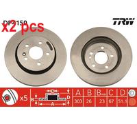 X2 PCS L&R SIDES FITS MERCEDES-BENZ M-CLASS ML 230 BRAKE DISC DF4150 TRW
