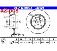 X2 PCS L&R SIDES FITS MERCEDES-BENZ S-CLASS S 280 BRAKE DISC 24.0112-0129.1 ATE