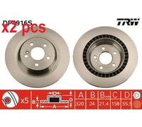 X2 PCS L&R SIDES FITS MERCEDES-BENZ S-CLASS S 280 BRAKE DISC DF4916S TRW