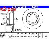 X2 PCS L&R SIDES FITS MERCEDES-BENZ SPRINTER 4,6-T BRAKE DISC 24.0128-0202.1 ATE