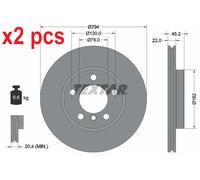 X2 PCS L&R SIDES FITS MINI MINI COUNTRYMAN ONE BRAKE DISC 92277805 TEXTAR