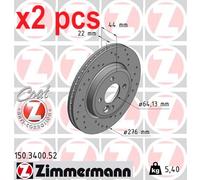X2 PCS L&R SIDES FITS MINI MINI ONE BRAKE DISC 150.3400.52 ZIMMERMANN