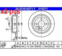 1X Brake disc ATE 24.0310-0271.1 for MINI MINI (R50, R53) 1.4 2003-2006