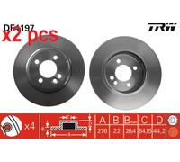 X2 PCS L&R SIDES FITS MINI MINI ONE BRAKE DISC DF4197 TRW