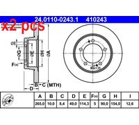 X2 PCS L&R SIDES FITS MITSUBISHI ECLIPSE 2.0 I 16V BRAKE DISC 24.0110-0243.1 ATE