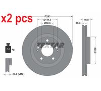 X2 PCS L&R SIDES FITS MITSUBISHI SPACE WAGON 3.0 GLX BRAKE DISC 92148303 TEXTAR