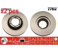 X2 PCS L&R SIDES FITS OPEL ARENA VAN 1.9 D BRAKE DISC DF1002 TRW