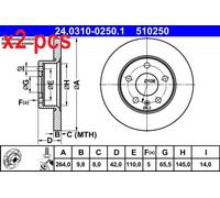 1X Brake disc ATE 24.0310-0250.1 for OPEL ASTRA H (A04) 2 2004-201