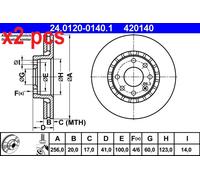 X2 PCS L&R SIDES FITS OPEL CORSA B 1.6 I 16V BRAKE DISC 24.0120-0140.1 ATE