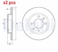 X2 PCS L&R SIDES FITS PEUGEOT 405 1.9 BRAKE DISC BG2572 DELPHI