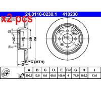 X2 PCS L&R SIDES FITS PEUGEOT 406 1.8 16V BRAKE DISC 24.0110-0230.1 ATE
