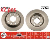 X2 PCS L&R SIDES FITS SAAB 900 COMBI COUPE 2.0 C BRAKE DISC DF1669 TRW