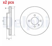 X2 PCS L&R SIDES FITS SEAT AROSA 1.0 BRAKE DISC BG2455 DELPHI