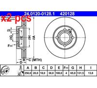 X2 PCS L&R SIDES FITS SEAT AROSA 1.4 16V BRAKE DISC 24.0120-0128.1 ATE