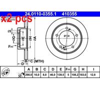 X2 PCS L&R SIDES FITS SUZUKI JIMNY OPEN OFF-ROAD BRAKE DISC 24.0110-0355.1 ATE