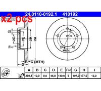 X2 PCS L&R SIDES FITS SUZUKI SAMURAI CLOSED BRAKE DISC 24.0110-0192.1 ATE