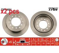 X2 PCS L&R SIDES FITS TOYOTA 4 RUNNER IV 4.7 BRAKE DISC DF4484 TRW