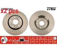 X2 PCS L&R SIDES FITS TOYOTA AURIS 2.0 D-4D BRAKE DISC DF4939S TRW