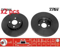 X2 PCS L&R SIDES FITS TOYOTA COROLLA ESTATE 2.0 D-4D BRAKE DISC DF4366 TRW