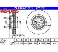 X2 PCS L&R SIDES FITS TOYOTA COROLLA SALOON 1.4 BRAKE DISC 24.0125-0157.1 ATE