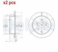 X2 PCS L&R SIDES FITS TOYOTA PREVIA / ESTIMA I 2.4 BRAKE DISC BG3166 DELPHI