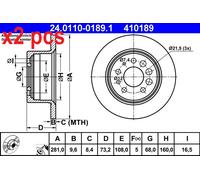 X2 PCS L&R SIDES FITS VOLVO 240 2.0 BRAKE DISC 24.0110-0189.1 ATE