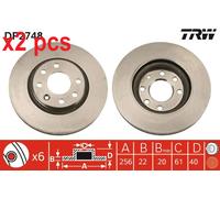 X2 PCS L&R SIDES FITS VOLVO 440 1.6 BRAKE DISC DF2748 TRW