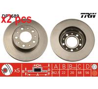X2 PCS L&R SIDES FITS VOLVO 740 2.0 BRAKE DISC DF1689 TRW