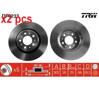 X2 PCS L&R SIDES FITS VOLVO 850 2.0 TURBO BRAKE DISC DF4233 TRW