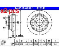 X2 PCS L&R SIDES FITS VOLVO S60 I 2.0 T BRAKE DISC 24031201511 ATE
