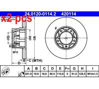 ATE Brake Disc 24.0120-0114.2 for VW LT 28-35 I Bus (281-363) 1975-1983 – 1X