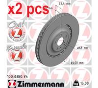 2x Brake disc Vented 100.3380.75 ZIMMERMANN for AUDI A7 Sportback A6 C7 A8 D4
